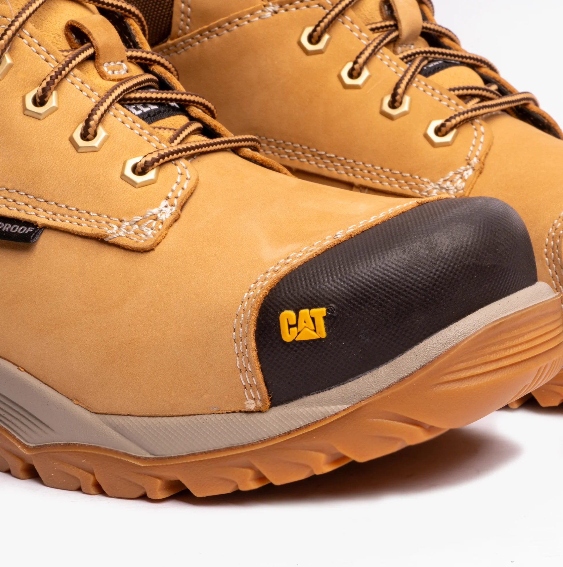 CAT SPIRO Mens Leather Safety Boots Honey - Image 4
