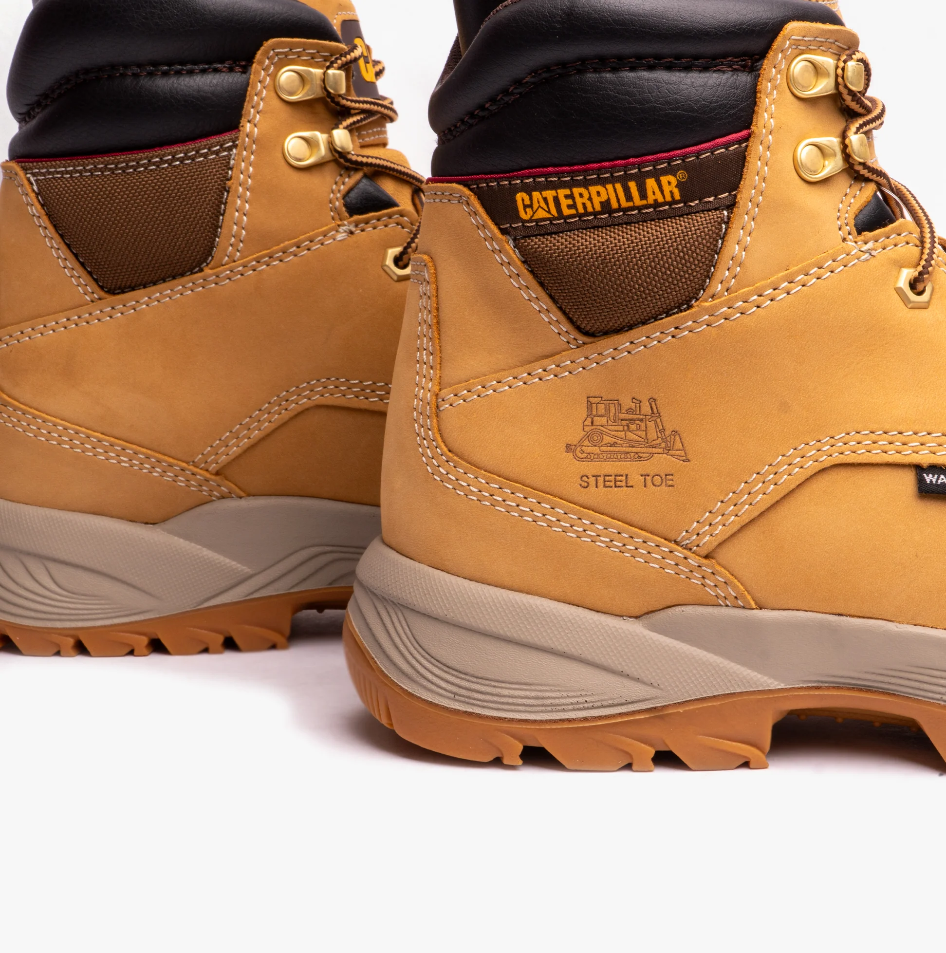 CAT SPIRO Mens Leather Safety Boots Honey - Image 5