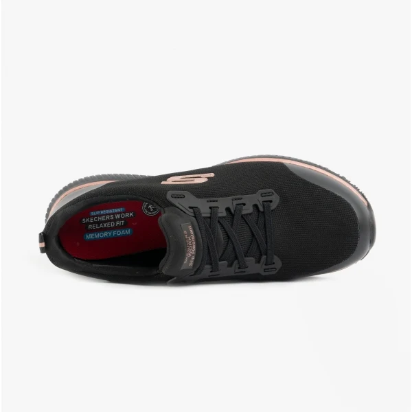 Skechers Work 77222EC SQUAD SR Womens Occupational Trainers Black/Rose Gold - Image 4