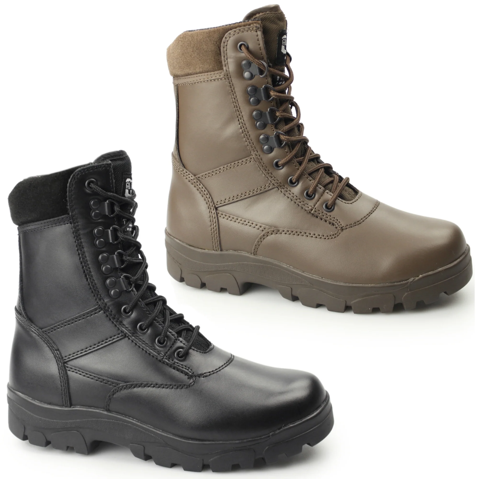 Grafters TOP GUN Unisex Leather Work Boots Black - Image 5